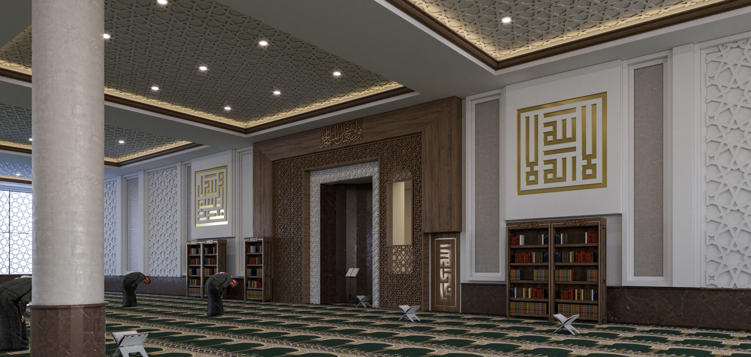 Design of Tuhayyi Mosque in Riyadh, area of 2,200 square meters and capacity for 2,000 worshipers, 2023