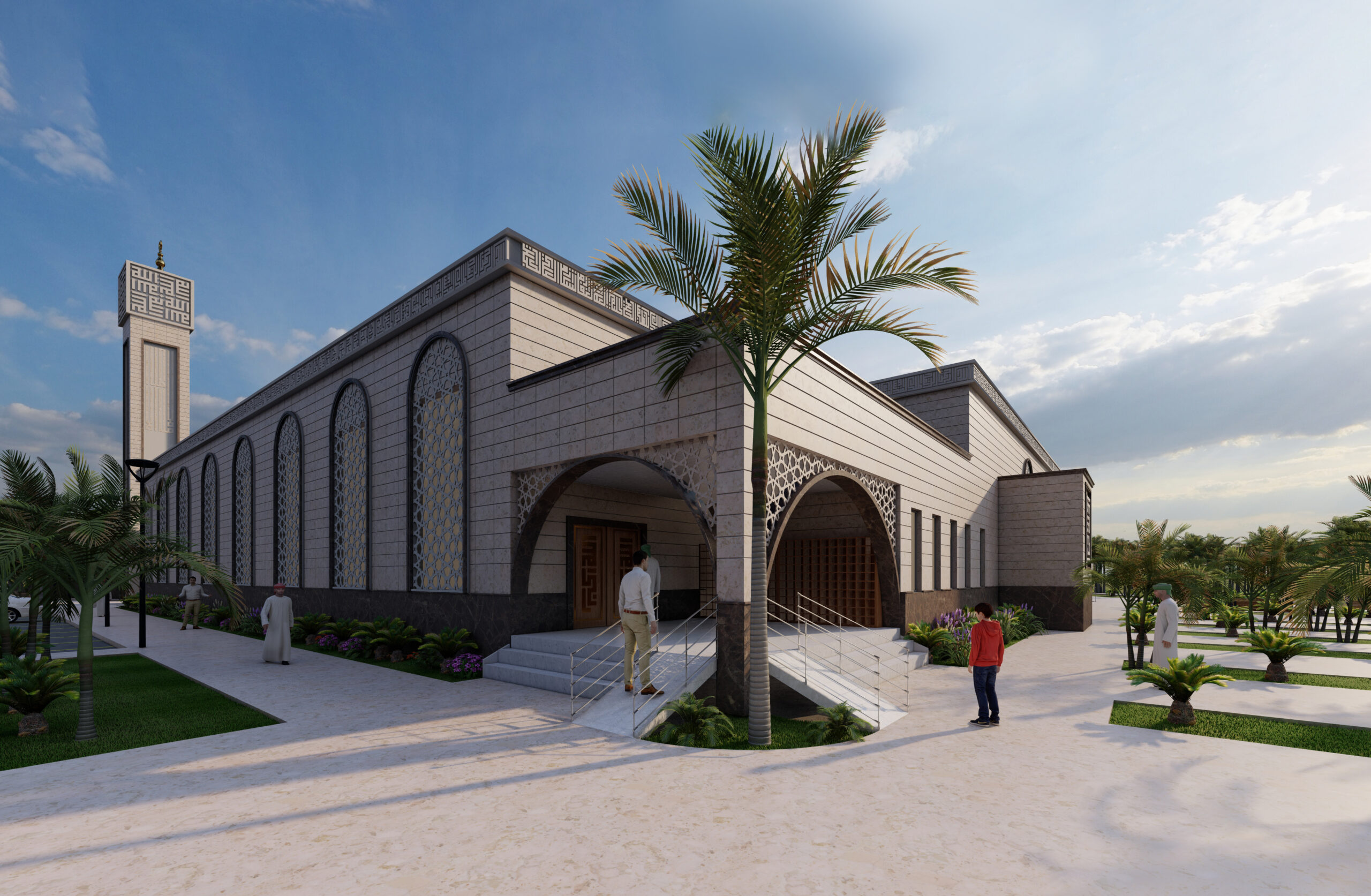 Design of Tuhayyi Mosque in Riyadh, area of 2,200 square meters and capacity for 2,000 worshipers, 2023
